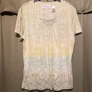 Alfred Dunner lined short sleeve blouse size medium